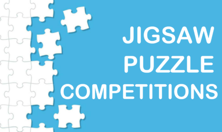 A half-finished jigsaw puzzle with the words 'jigsaw puzzle competitions" over the image.