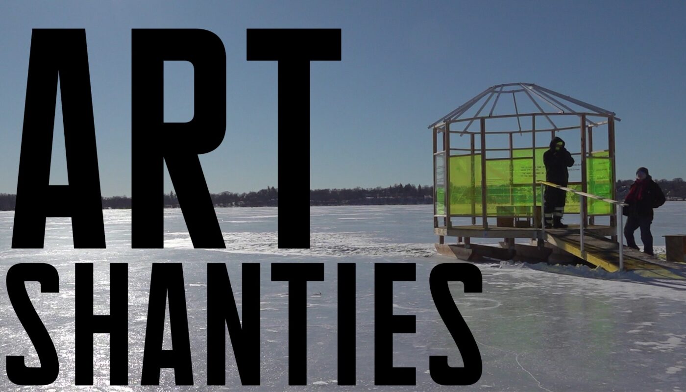 An art shanty on a frozen Lake Harriet